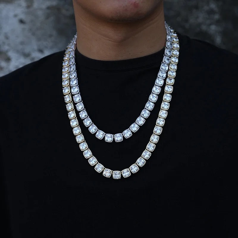 Cluster Diamonds Tennis Necklace (Unisex)